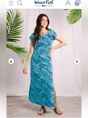 WEIRD FISH Mirren Organic Cotton Maxi Dress Vivid in Blue,Sz.20!EXCELLENT